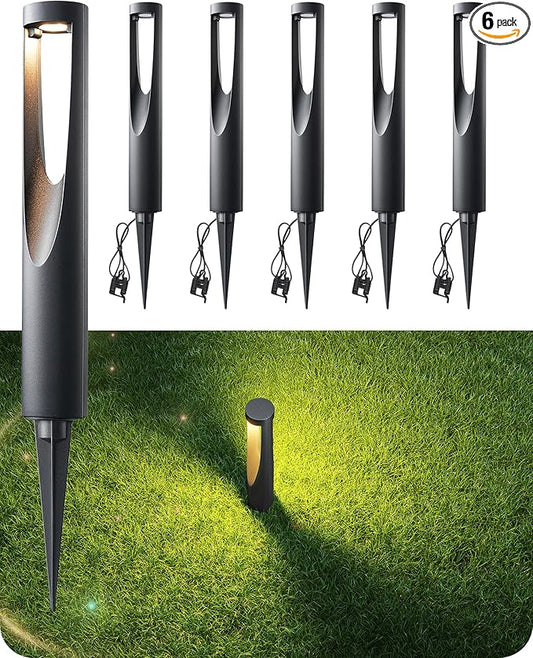 EDISHINE Low Voltage Pathway Lights Wired, 12V 2W 150LM 3000K LED Landscape Path Lights with Connectors, Waterproof Electric Outdoor Landscape Lighting for Walkway Yard Garden, CRI80 6 Pack