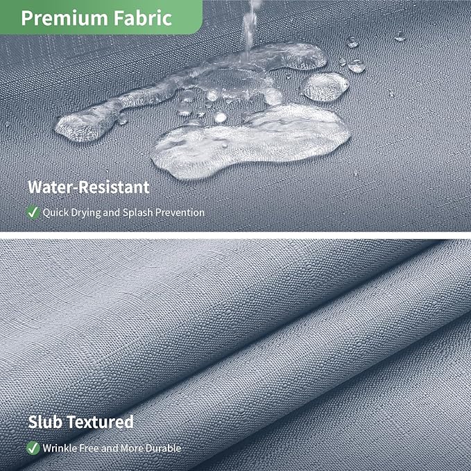 Extra Long No Hook Shower Curtain with Snap-in Fabric Liner Set,Slub Textured Fabric Shower Curtains for Bathroom,Hotel Style Modern Shower Curtain,Water Repellent & Washable,71x86(84),Blue