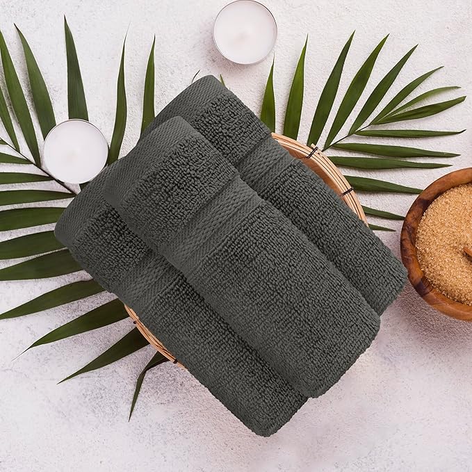 Towel and Linen Mart 100% Cotton - Wash Cloth Set - Pack of 4, Quick Dry, Luxurious, Highly Absorbent and Soft Feel Premium Spa & Hotel Perfect for Daily Use (12 X 12 Grey)