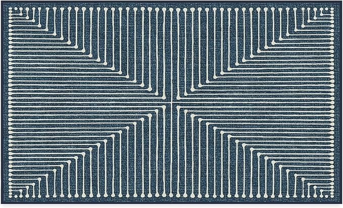RUGGABLE x Jonathan Adler Machine Washable Modern Area Rug – Inkdrop Lapis Blue 3x5, Stain-Resistant, Non-Slip – Small Rugs for Living Room, Bedroom, Hallway, Entryway & Office–with Cushioned Pad