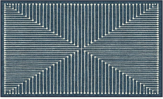 RUGGABLE x Jonathan Adler Machine Washable Modern Area Rug – Inkdrop Lapis Blue 3x5, Stain-Resistant, Non-Slip – Small Rugs for Living Room, Bedroom, Hallway, Entryway & Office–with Cushioned Pad