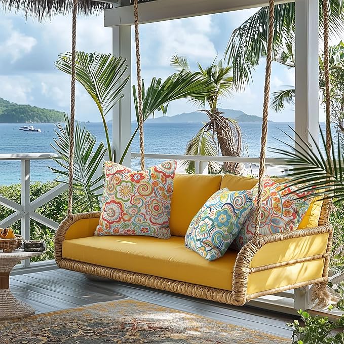 Outdoor Throw Pillow Covers 18”x18”, Decorative Pillow Covers for Patio Furniture, Modern Cushion Cases for Garden Couch Home Sofa Bed Office Chair, Pack of 2, Flower Multi