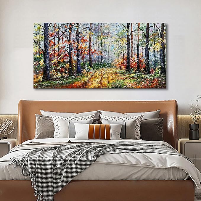 Art Forest Landscape Oil Painting Modern Abstract Art Wall Decoration 30x60 inches