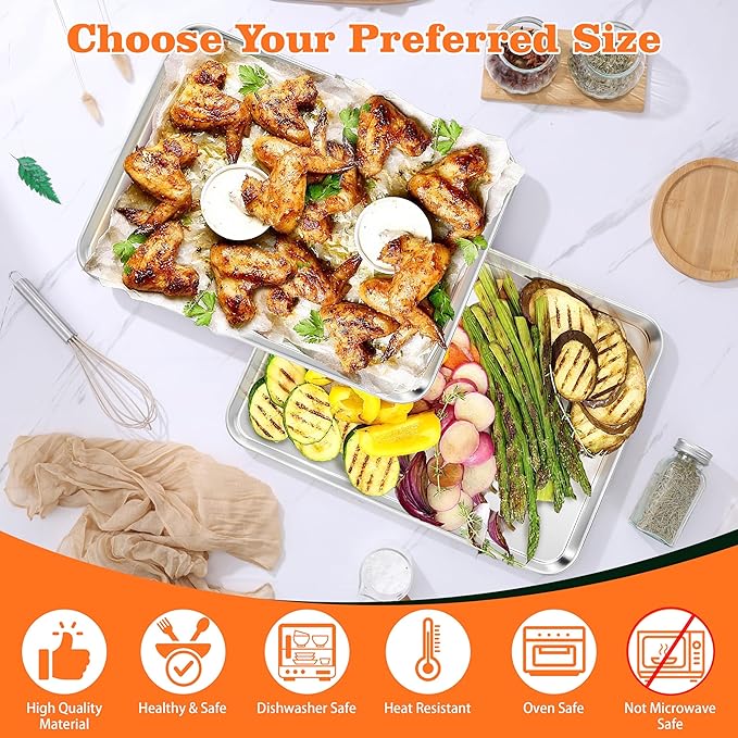 Herogo Nonstick Stainless Steel Baking Sheet Pan Set, 17×13×1 Inch Rectangle Cookie Sheet Bakeware Set for Oven, 2 Pack Multipurpose Kitchen Cookware, Non Toxic & Heavy Duty & Easy Clean-Extra Large