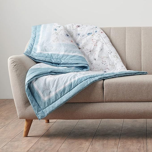 Maison d' Hermine Throw Blanket for Couch Lightweight Soft Warm Breathable Cotton Throw Blankets for Bed Girls Boys Women Men Gifts Sofa Travel Living Room Chair Bedding (50"x60", Ice Florals)