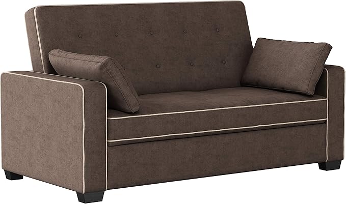 Serta Ainsley Loveseat with Pull Out Sleeper Microfiber Java Full