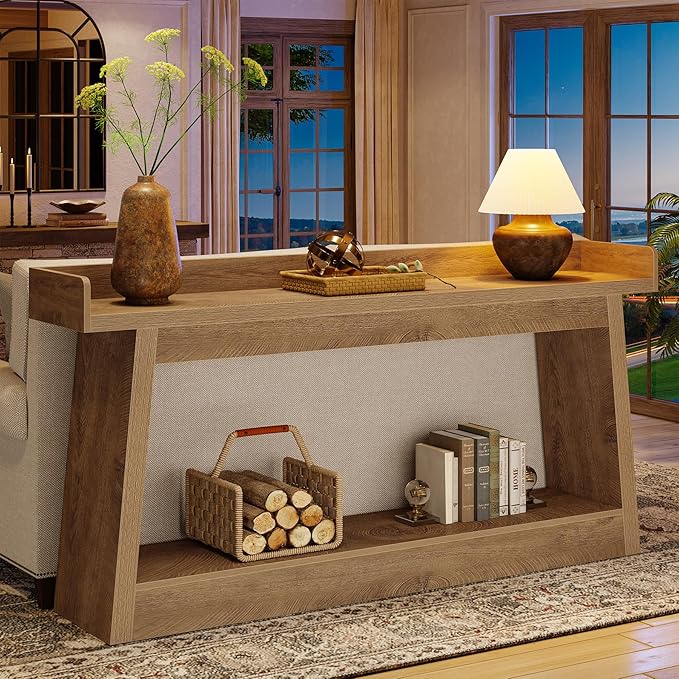 Tribesigns Extra Long Console Table, 70.9-Inch Entryway Table with Storage, Narrow Sofa Table Behind Couch, Wooden Accent Table for Hallway, Living Room, Entrance, Foyer, Rustic Brown