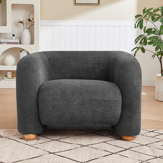 40" Modern Accent Chair Reading Chair Oversized Barrel Chairs for Living Room Bedroom Apartment .(Dark Grey)