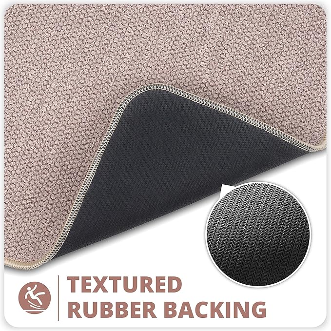 Bath Mat,Ultra Thin Bathroom Runner Rugs,Large Bath Mats for Bathroom,Quick Dry,Non-Slip,Machine Washable,Low Pile,Bath Rug,Shower Outside,Sink,Home Decor Accessories.Beige,1'5"x2'11"（17x35inch）