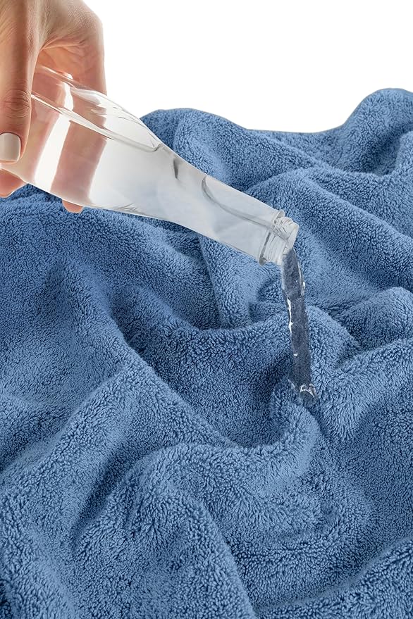 SALBAKOS 100% Turkish Cotton Bath Towel Set of 4 27x54 inch | Heirloom Quality | Hotel & Spa Collection | Ultra Soft, Super Absorbent, Long Lasting Bath Towels | Made in Turkey (Blue, 4 Bath Towels)