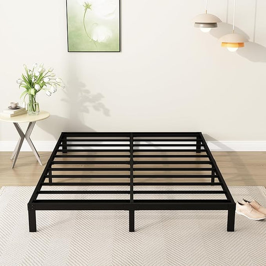 9 Inch Queen Bed Frame Heavy Duty Low Profile Metal Platform No Box Spring Needed, Maximum Storage, Easy to Assembly, Noise Free, Black