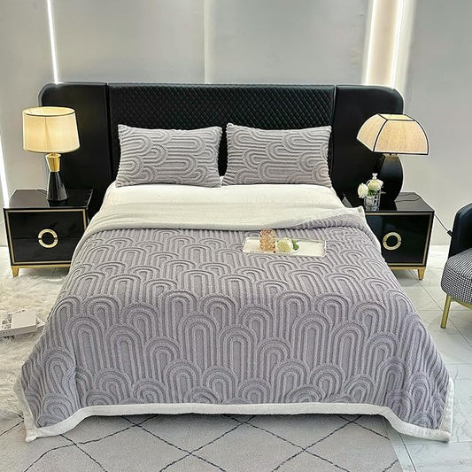 UKELER Throw Blanket 60 × 80 inch, Ultra Soft Twin Size Sherpa Fleece Blanket for All Season, Cozy Plush Arch Blankets for Bed Couch Sofa Office Camping, Grey