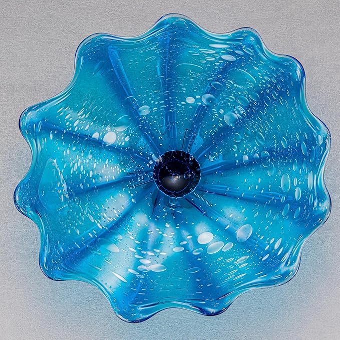 Hand Blown Glass Wall Plates Decor, Modern Unique Glass Wall Art, Murano Blown Glass Wall Art with Transparent and Easy to Clean for Staircase, Living Room, Kitchen, Hallway