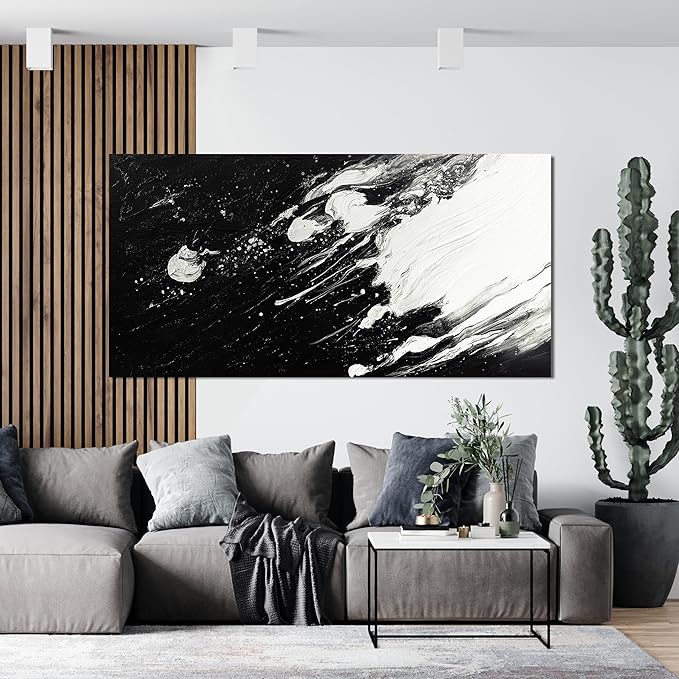 Canvas Wall Art Decor Modern Large Black and White Wall Art Prints Large Wall Art for Living Room Abstract Black Art Abstract Canvas Art Wall Decor Artwork for Walls Home Office Decor 29" X 58"