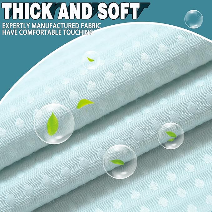 Conbo Mio No Hook Waffle Weave Shower Curtain with Snap in Liner Set, Hotel Luxury Blue Shower Curtains for Bathroom with See Through Top Window, Waterproof, Washable 71W x 74H