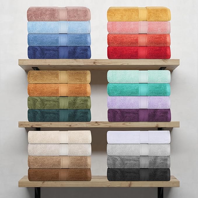 Superior Egyptian Cotton Pile 6 Piece Towel Set, Includes 2 Bath, 2 Hand, 2 Face Towels/Washcloths, Ultra Soft Luxury Towels, Thick Plush Essentials, Guest Bath, Spa, Hotel Bathroom, Toast