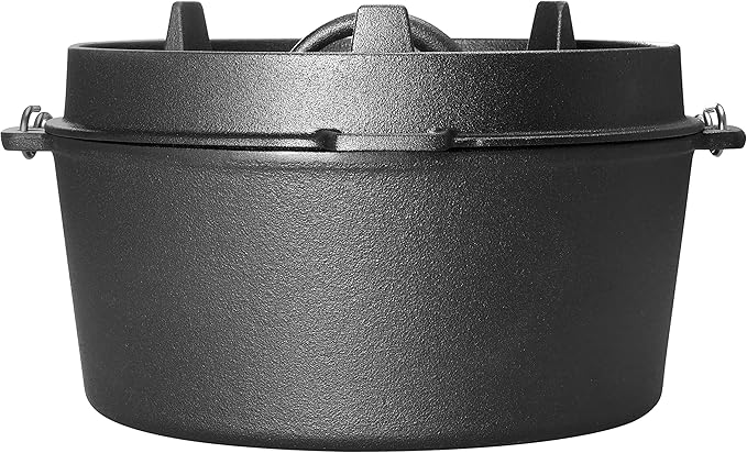 Pre-Seasoned Cast Iron Camping Dutch Ovens, Outdoor Camping Dutch Oven Pot with Lid Tripod, 6 Quart