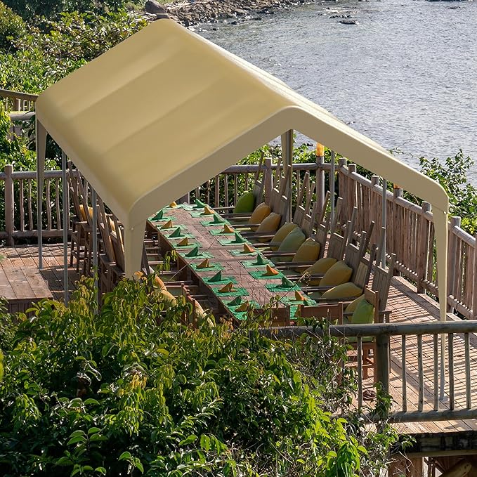 Morngardo Carport 10'x20', Heavy Duty 120 LBS Car Canopy Portable Garage with Roll-up Windows, Removable Sidewalls & Doors for Truck Boat Car Port, Party, Storage