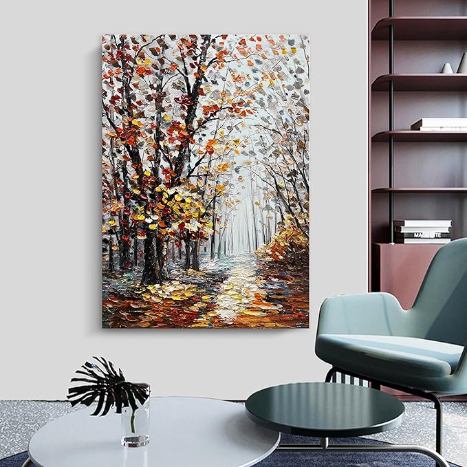 Art 40x28 inch Hand-Painted Forest Path Landscape Oil Painting Modern Art Wall Decoration