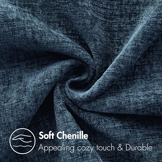 MIULEE Pack of 2 Blue Throw Pillow Covers 16x16 Inch Soft Chenille Pillow Covers for Sofa Living Room Couch Solid Dyed Cases