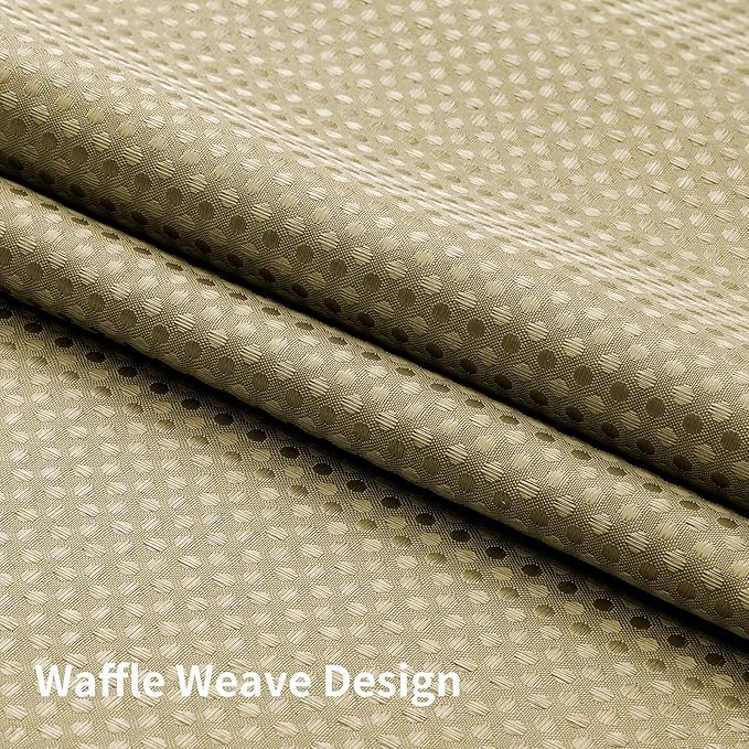 Colorful Star No Hook Shower Curtain with Snap in Fabric Liner, Waffle Weave Heavy Duty Thick Shower Curtains with Mesh Top Window, Hotel Style Waterproof Bathroom Curtain Set, 72 x 81 Inch, Beige
