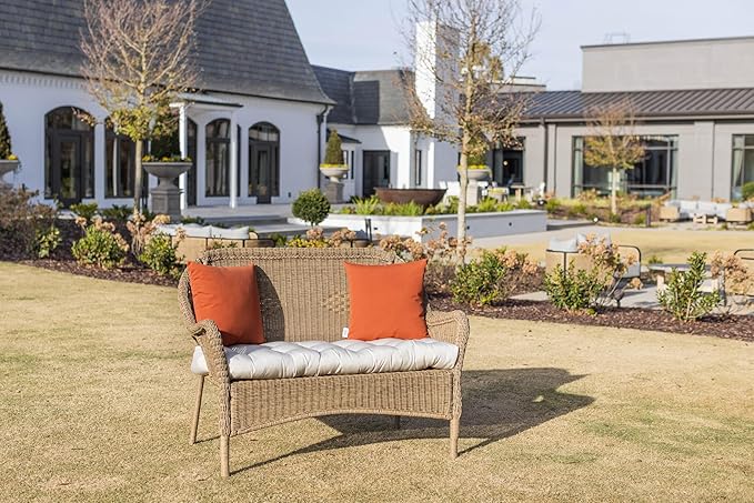 RSH DECOR: Sunbrella Square Throw Pillows Set of 4 | 24" x 24" | Water and Fade-Resistant Performance Fabric | Outdoor Pillow Covers with Down-Alternative Inserts | Canvas Tuscan