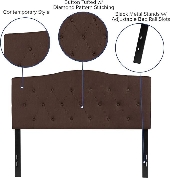 Flash Furniture Cambridge Tufted Upholstered Full Size Headboard in Dark Brown Fabric