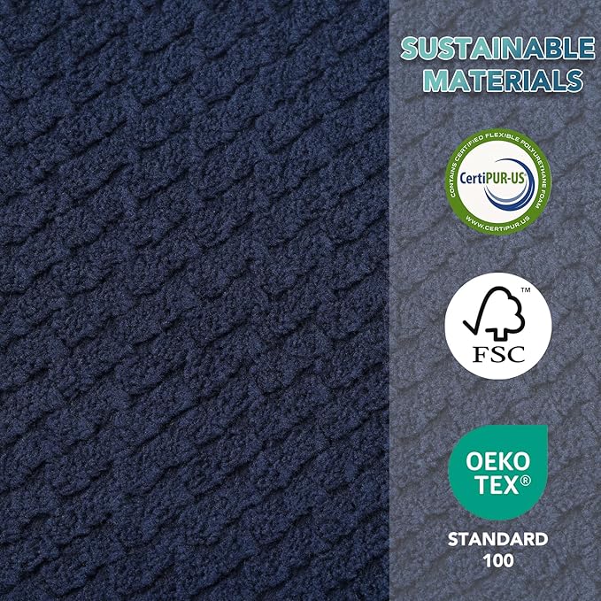 EONIX Oversized Power Swivel Rocker Recliner Chair for Living Room, Power Adjustable Backrest and Extended Footrest, USB Charging Ports, SXXY004021, Navy Blue