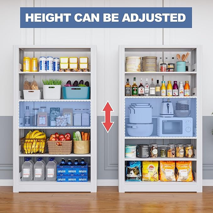 Heavy Duty 5-Tier Metal Bookshelf, Industrial Tall Book Shelf with Adjustable Shelves, 280lbs Shelf Capacity, Large Office Bookcase, Display Book Organizer for Living Room Bedroom Library -69”H, White