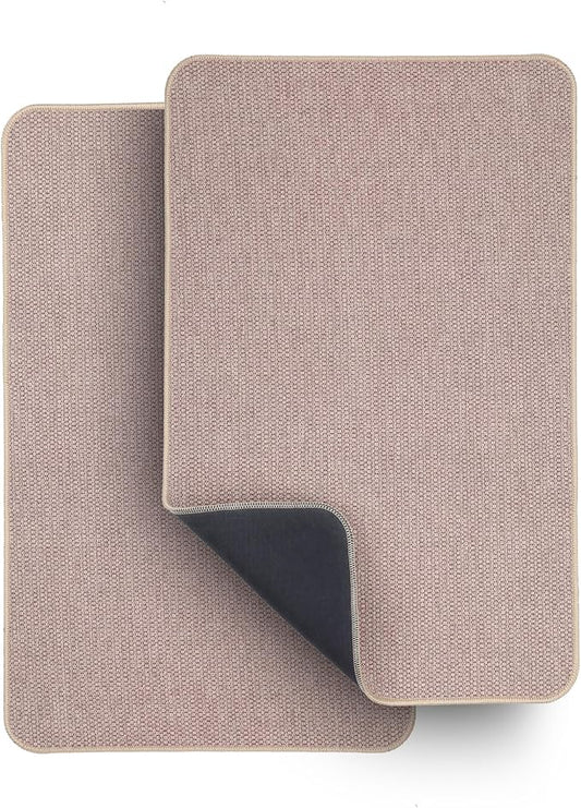 Bath Mat,Ultra Thin Bathroom Rugs,Rubber Bath Mats for Bathroom,No Slip Bath Rugs,Quick Dry,Machine Washable,Low Pile,Absorbent,Shower Outside,Sink,Home Decor Accessories.Beige,1'5"x2'3"(2 Pack)