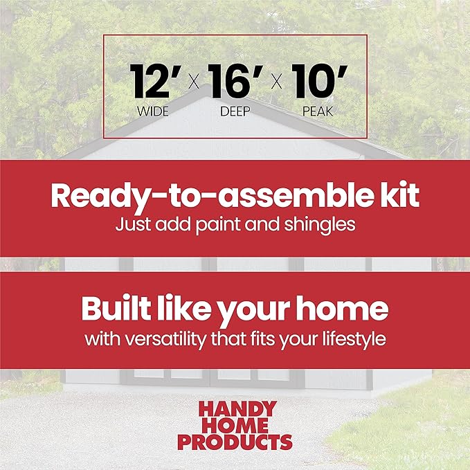 Handy Home Products Astoria 12x16 Do-It-Yourself Wooden Storage Shed- Does not Include Floor kit, Paint, or Roofing Shingles