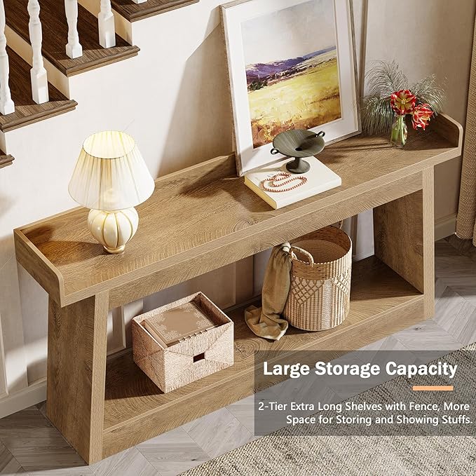 Tribesigns Extra Long Console Table, 70.9-Inch Entryway Table with Storage, Narrow Sofa Table Behind Couch, Wooden Accent Table for Hallway, Living Room, Entrance, Foyer, Rustic Brown