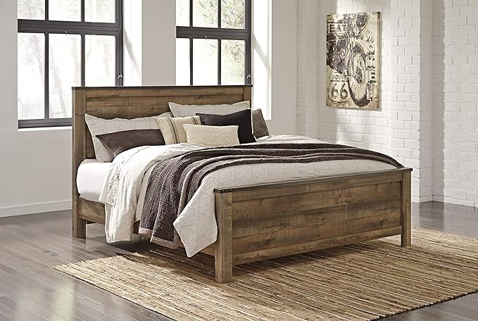Signature Design by Ashley Trinell Rustic Panel Headboard, King/California, Warm Brown