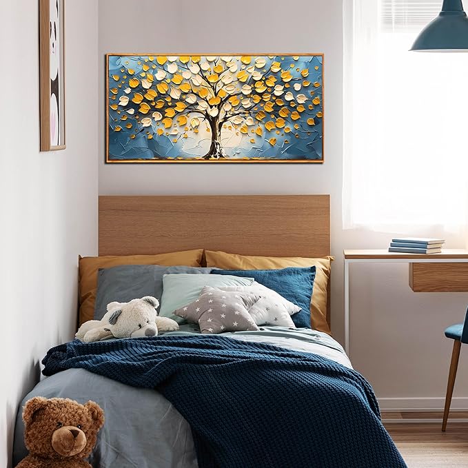 Tree Canvas Wall Art for Living Room - Modern Pictures Wall Art for Office - Wooden Framed Wall Art for Bedroom Size 20" x 40"