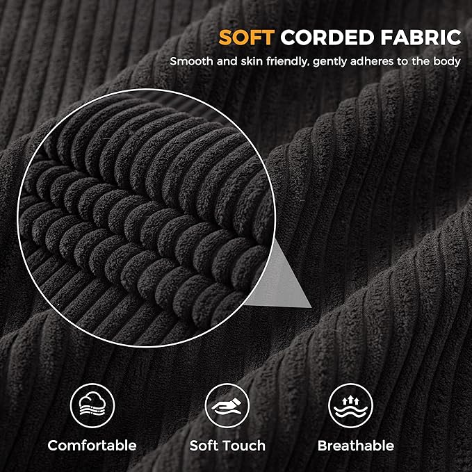 MAXYOYO 3 Seater Couch for Living Room, Boneless Couch with Tufted Cushion & Backrest, Upholstered Floor Sofa with Armrests, Sofa in A Box, No Assembly Required, Black