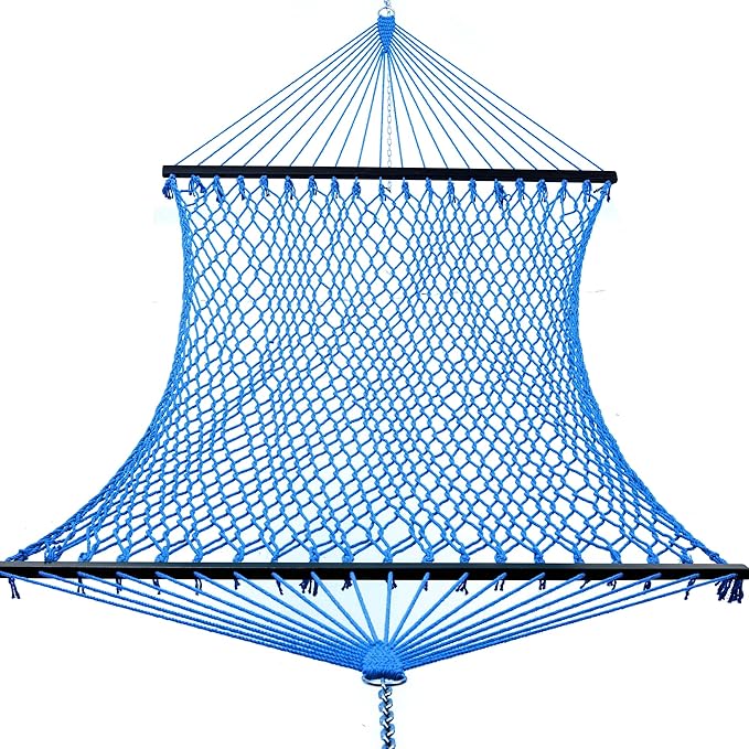 14ft Cotton Rope Hammocks for 2 Person (Blue, Queen)