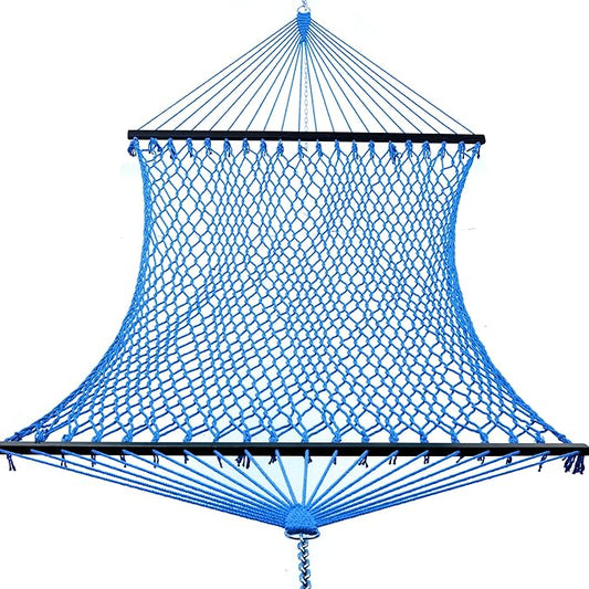 14ft Cotton Rope Hammocks for 2 Person (Blue, Queen)