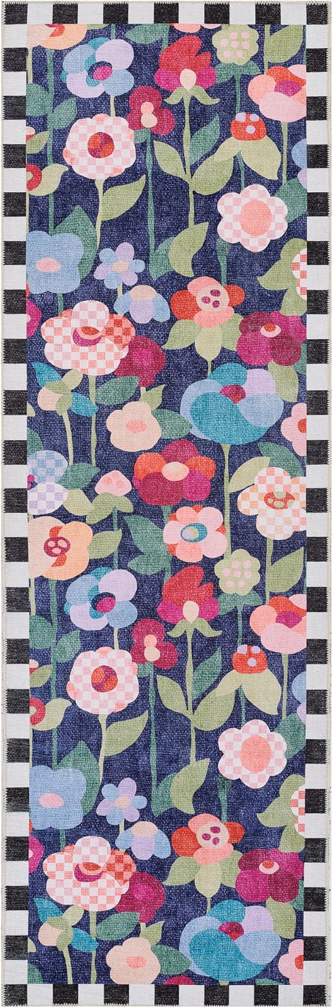 MACKENZIE-CHILDS Washable Rug, Decorative Indoor Rug,2'6" x 8' Runner, Posie Field