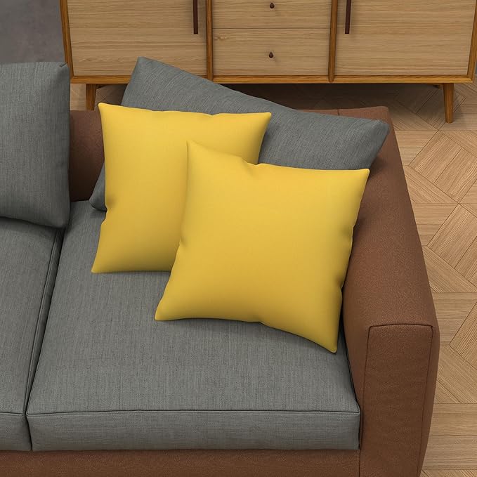 Covers & All Sunbrella Outdoor Throw Pillows, Pack of 2 Water Resistant & UV Fade Resistant Premium Square Throw Pillows (Inserts with Covers) for Indoor & Outdoor Use,16" x 16" Canvas Sunflower