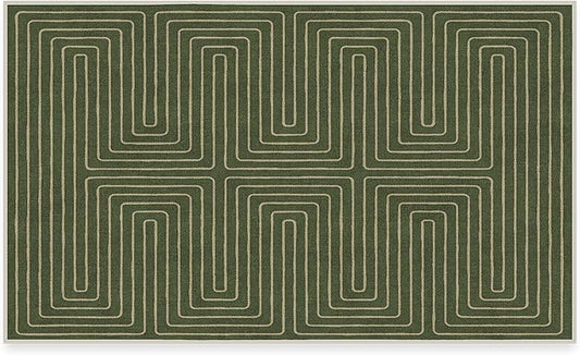 RUGGABLE x Jonathan Adler Machine Washable Modern Area Rug – Labyrinth Fern Green 3x5, Stain-Resistant, Non-Slip – Small Rugs for Living Room, Bedroom, Hallway, Entryway & Office–with Cushioned Pad
