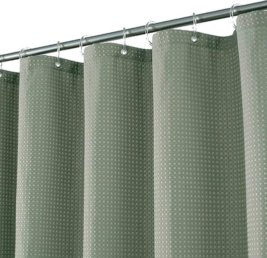Barossa Design Sage Green Shower Curtain Waffle Weave - Hotel Luxury Heavyweight Thick Fabric Shower Curtains for Bathroom, Water Repellent, 71 x 72 inches