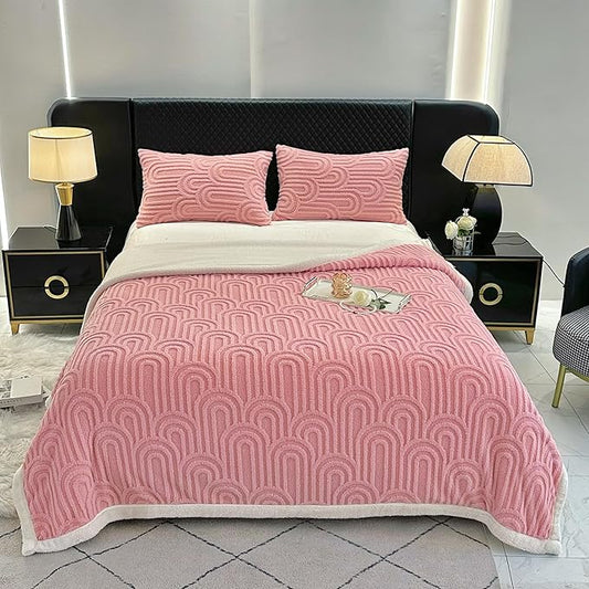 UKELER Sherpa Throw Blanket 60 × 80 inch, Ultra Soft Twin Size Fleece Blanket for All Season, Cozy Plush Arch Blankets for Bed Couch Sofa Office Camping, Pink