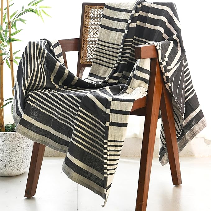 Folkulture Throw Blanket for Couch 50" x 60", 100% Recycled Cotton Couch Blanket and Throws for Chair, Soft Throw Blanket for Bed or Bed Throws for Sofa, Boho Throw Blankets