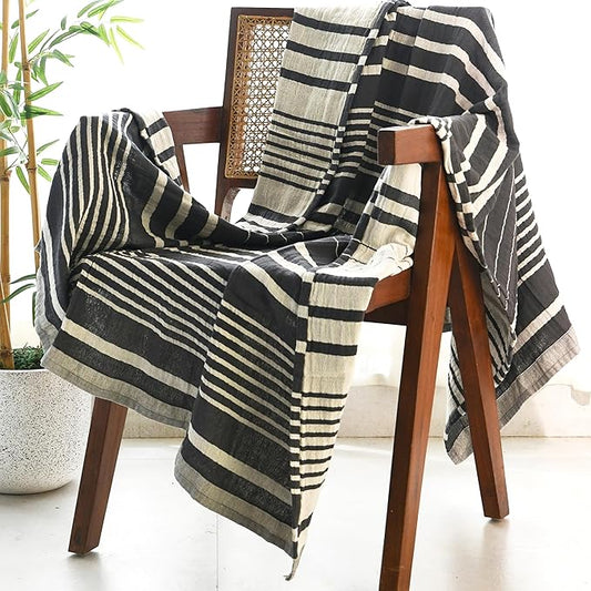 Folkulture Throw Blanket for Couch 50" x 60", 100% Recycled Cotton Couch Blanket and Throws for Chair, Soft Throw Blanket for Bed or Bed Throws for Sofa, Boho Throw Blankets