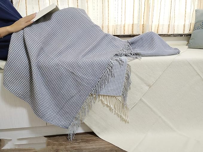 Spencer & Whitney Wool Throw Blankets - Soft, Lightweight Cashmere Wool, Yellow Throws for Twin Couch