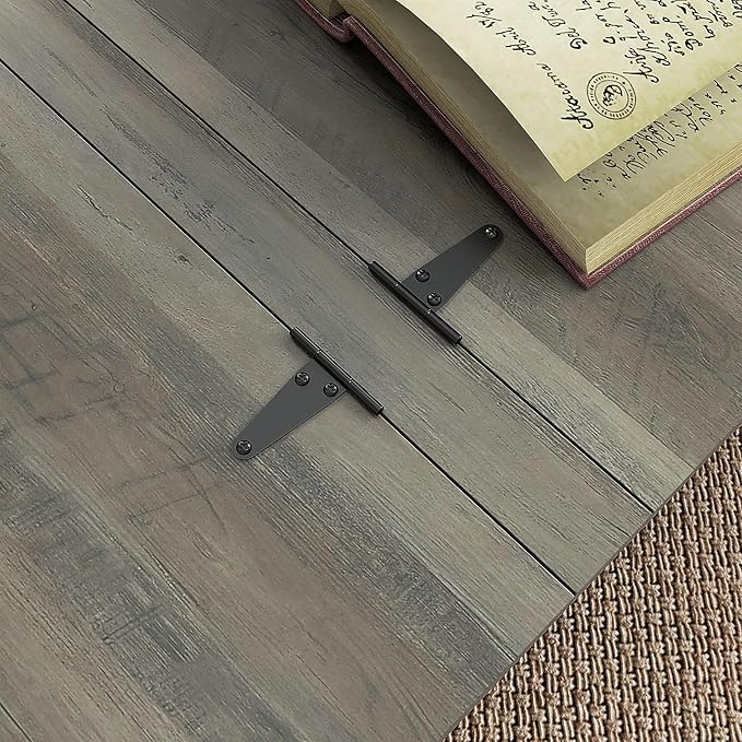 HOMCOM Farmhouse Coffee Table, 31.5" Square Coffee Table with Storage, Living Room Center Table with Hinged Flip Lift Top and Hidden Space, Distressed Gray