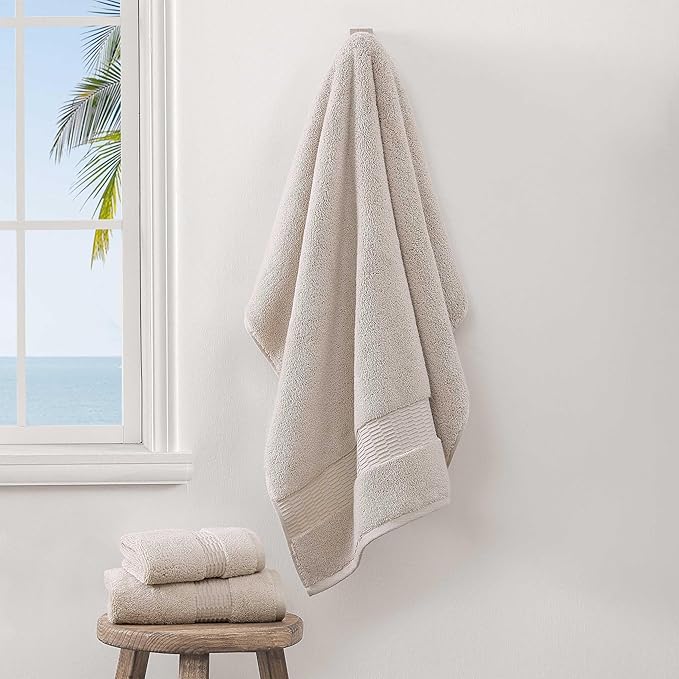 Tommy Bahama - Bath Towels Set, Soft & Highly Absorbent Cotton, Low Linting & Fade Resistant Bathroom Essentials (Long Branch Beige, 3-Piece)