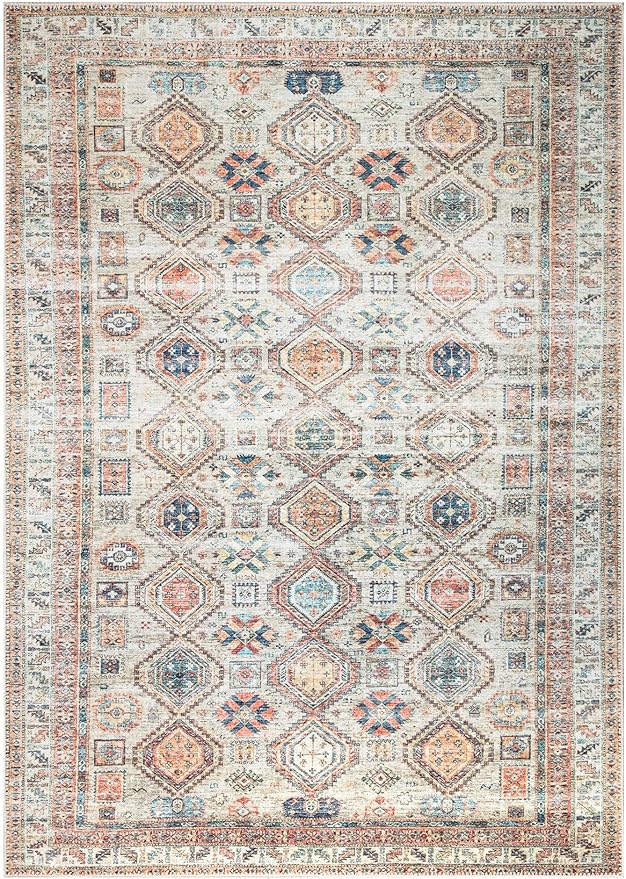 Keen Home Design 4x6 Rug - Machine Washable Area Rug with Non-Slip Backing, Ideal for Living Room, Dining Room, Bedroom - Vintage, Easy Clean, Durable, Low Pile Rug - (4' x 6')