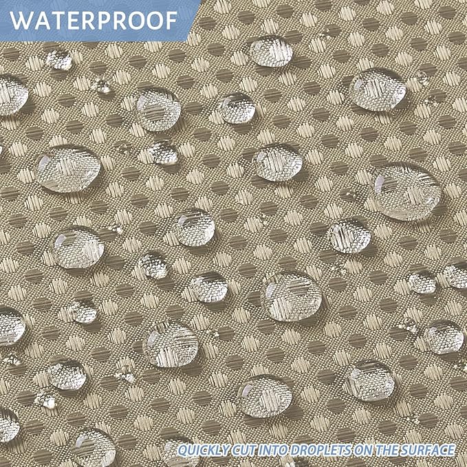 Furlinic No Hook Waffle Weave Shower Curtain with Snap in Fabric Liner,Honeycomb Textured Bathroom Curtains with See Through Top Window,Waterproof & Machine Washable,Beige,71x78 Inch