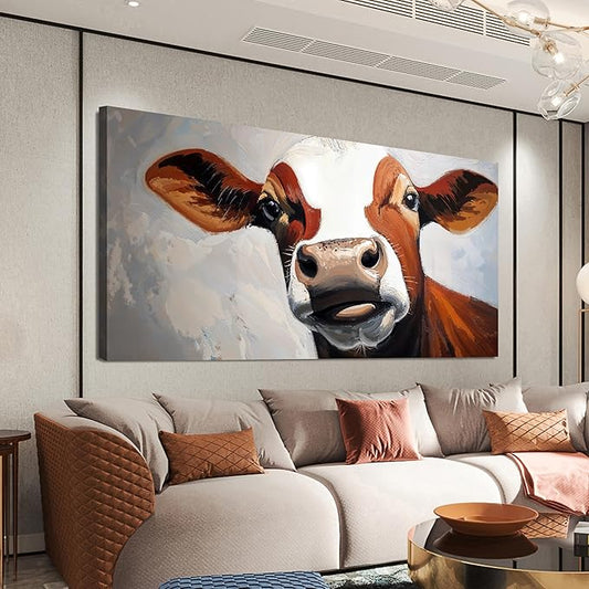 Canvas Wall Art Decor Canvas Abstract Large Living Room Decor Wall Highland Cow Modern Abstract Wall Art Black And White Wall Art Canvas Print Work For Home Kitchen Office Wall Decor 29" X 58"
